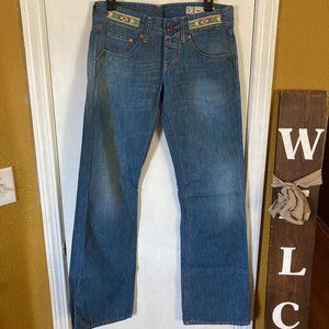 We Are Replay women's size 28 linen blend button fly bootcut jeans 30x34 - 31x35
